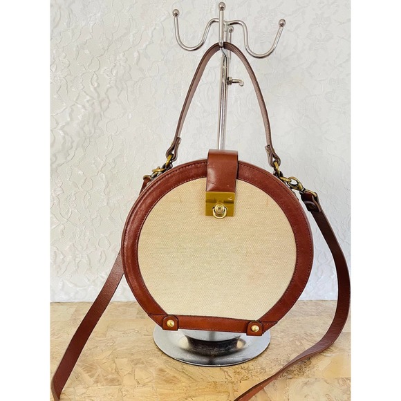 Etienne Aigner Handbags - Vtg Etienne Aigner tweed natural/brown round/circle handbag/crossbody/